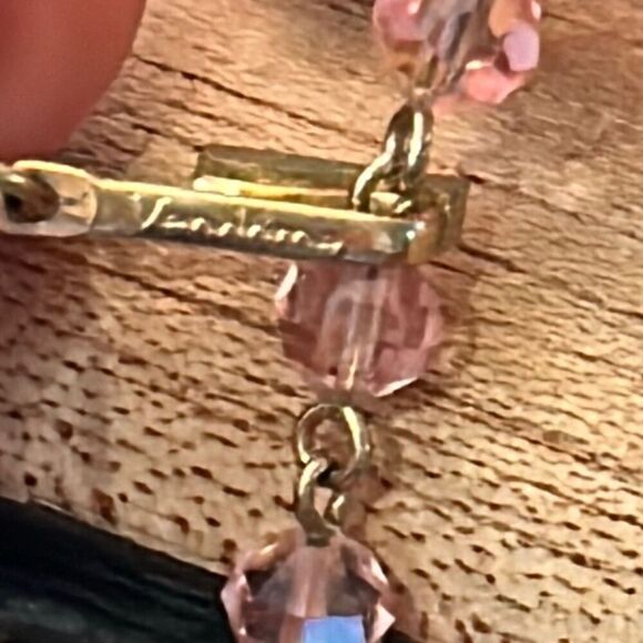 Vintage vendome triple strand crystal beaded necklace gold pink - Picture 3 of 6